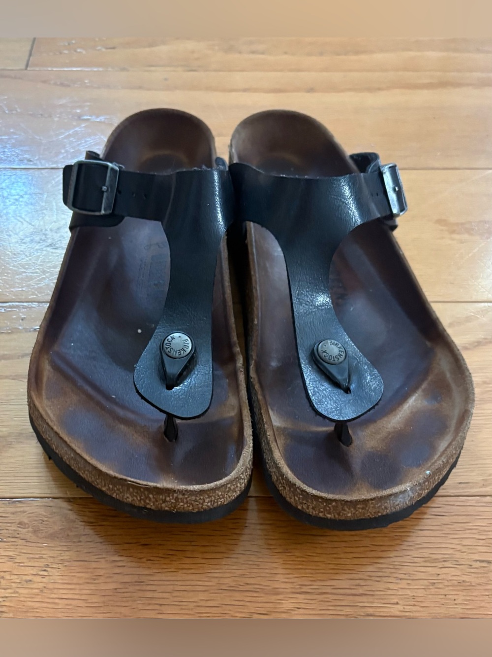 Birkenstock Gizeh Black Leather Thong Sandals
